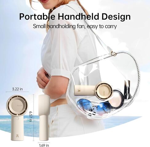 JISULIFE Handheld Portable Turbo Fan [16H Max Cooling Time], 4000mAh USB Rechargeable Personal Battery Operated Mini Small Pocket Fan with 5 Speeds for Travel/Outdoor/Vacation/Concerts - Brown in Saudi Arabia