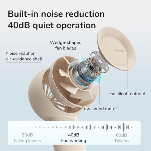 JISULIFE Handheld Portable Turbo Fan [16H Max Cooling Time], 4000mAh USB Rechargeable Personal Battery Operated Mini Small Pocket Fan with 5 Speeds for Travel/Outdoor/Vacation/Concerts - Brown in Saudi Arabia