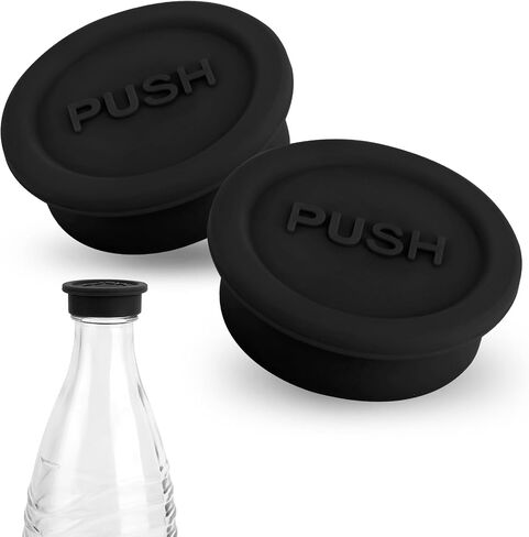 2pcs Sodastream Glass Bottle Lid, Silicone Soda Cap, Reusable Drink Bottle Sealing Cap (Black) in Saudi Arabia