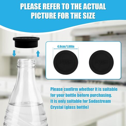 2pcs Sodastream Glass Bottle Lid, Silicone Soda Cap, Reusable Drink Bottle Sealing Cap (Black) in Saudi Arabia