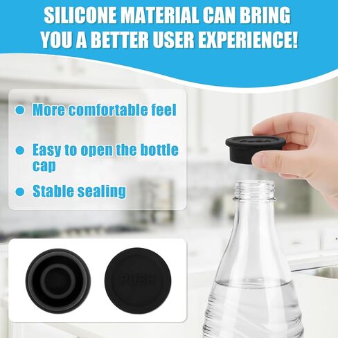 2pcs Sodastream Glass Bottle Lid, Silicone Soda Cap, Reusable Drink Bottle Sealing Cap (Black) in Saudi Arabia
