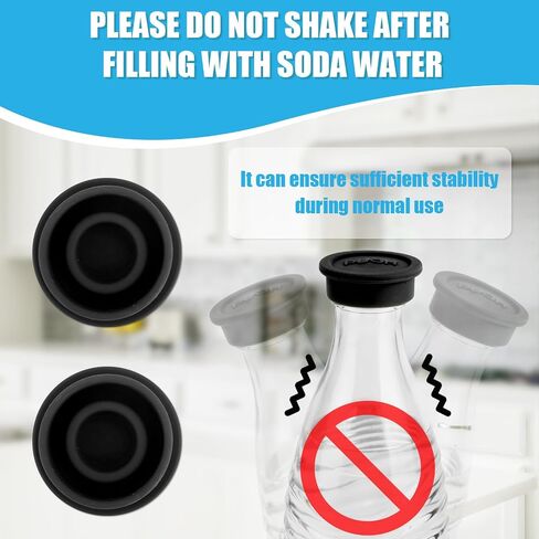 2pcs Sodastream Glass Bottle Lid, Silicone Soda Cap, Reusable Drink Bottle Sealing Cap (Black) in Saudi Arabia
