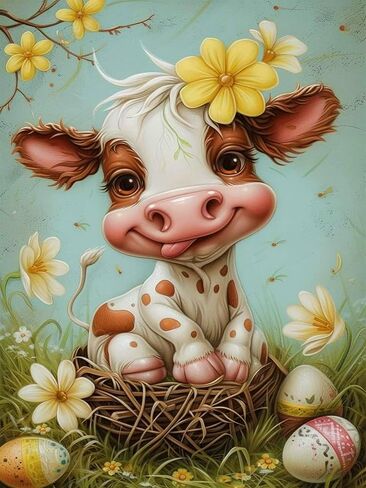 ijbnhd Highland Cow Diamond Art Kits for Adult, Cute Cow Diamond Painting for Adults Full Drill Round Flowers Gem Art Painting for Crafts Home Wall Decor Gift 12x12inch in Saudi Arabia