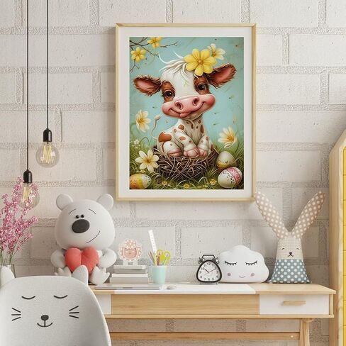 ijbnhd Highland Cow Diamond Art Kits for Adult, Cute Cow Diamond Painting for Adults Full Drill Round Flowers Gem Art Painting for Crafts Home Wall Decor Gift 12x12inch in Saudi Arabia