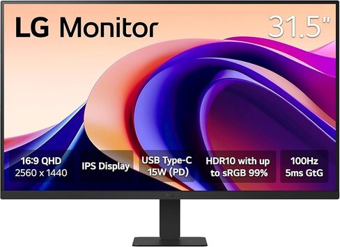 LG 32U631A-B 32-inch QHD (2560 x 1440) IPS Computer Monitor, 100Hz, 5ms, HDR10, Reader Mode, Flicker Safe, HDMI, USB Type-C 15W PD, Black in Kuwait