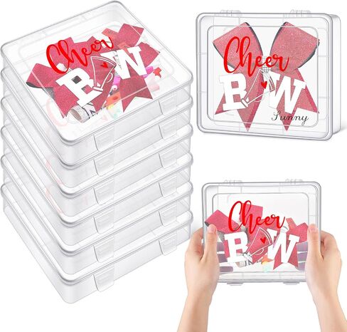Honeydak 6 Pcs Extra Large Cheer Bow Plastic Box Cheer Team Gifts Bulk Bobby Pin Case Plastic Containers for Team Cheerleader Dance Ballet Hair Accessories Storage Organizer Cheerleading Travel in Saudi Arabia