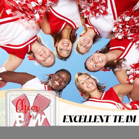 Honeydak 6 Pcs Extra Large Cheer Bow Plastic Box Cheer Team Gifts Bulk Bobby Pin Case Plastic Containers for Team Cheerleader Dance Ballet Hair Accessories Storage Organizer Cheerleading Travel in Saudi Arabia