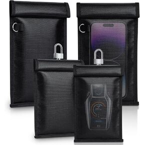 Simket 2Pack Faraday Bags for Phones (M) with 2Pack Faraday Key Fob Protector (S)