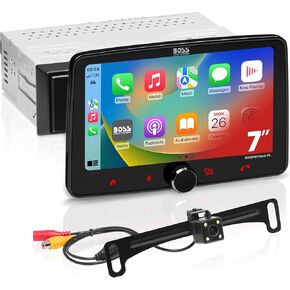 BOSS Audio Systems 7 Inch Single Din Floating Head Unit with Apple CarPlay, Android Auto + Backup Camera