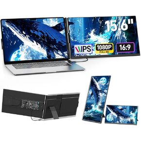 Vixtan Laptop Screen Extender, 15.6'' FHD 1080P IPS Portable Monitor for Laptop 13-17.3", Detachable Screen, USB-C Plug and Play Laptop Monitor Extender for Windows/Mac/Android