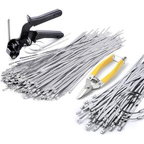 Great Value Practical Set Includes :1 Professional Cable Tie Gun + 1 Industrial Scissors + 200 11.8-Inch Stainless Steel Cable Ties. Meet Your Daily Needs, Widely Used In Outdoor Fences, Gardens, Farm