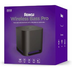 Roku Wireless Bass Pro, Subwoofer for Roku Streambar, Roku Streambar Pro, and Roku Wireless Speakers