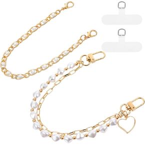 2 Pcs Phone Charms Strap, Phone Chain Wristlet with T-Shaped Patch, Anti-Loss Lanyard for Women Girls