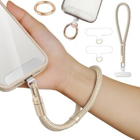 Phone Lanyard Hand Wrist Strap Universal Adjustable Phone Finger Grip Wristlet with 3 Patches Tether Universal for iPhone 16 Pro Max 15 14 Charms for Keychain USB Flash Drive Wallet ID Name Tag Camel