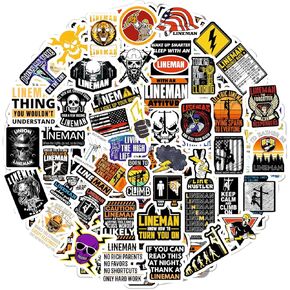 BulbaCraft 100Pcs Lineman Stickers for Hard Hats, Lineman Hard Hat Stickers, Line Worker Vinyl Decals - Line Worker Gifts for Men, Field Technician Party Decorations, Gifts for Women & Men