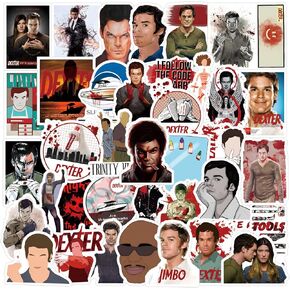 50Pcs Dexter Stickers Pack, TV Show Merchandise Cool Vinyl Waterproof Stickers for Water Bottle,Skateboard,Laptop,Phone,Computer, Car Decals Gifts for Adults Teens Kids for Party Supply