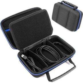 CASEMATIX Hard Shell Electronics Organizer Travel Case with 2 Adjustable Cable Bag Dividers, 3 Zipper Pouches and Elastic Cable Loops - Compact and Protective Charger & Travel Cord Organizer