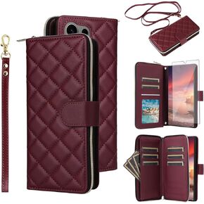 Asuwish Phone Case for Samsung Galaxy S25 Ultra 5G Wallet Cover with Tempered Glass Screen Protector Strap Card Holder Slot Stand Leather Flip Cell Zipper S25Ultra 25S S 25 25Ultra Women Girls White