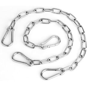 2 Pack 25in Hanging Swing Chain with 4 Carabiners, 440LB Capacity Hanging Kits Heavy Duty Hanging Chair Hardware for Hammock Swing Hanging Chair Punching Bags Sandbag Indoor Outdoor Yoga Gym (Black)