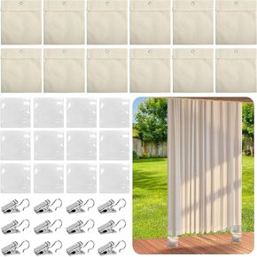 12 Pack Outdoor Curtain Weight Bags, Patio Curtain Sandbag with Sealed Bags and Clips, Reusable Drapery Weighted Bags for Home Outdoor Pergola Gazebo Front Porch (Beige)