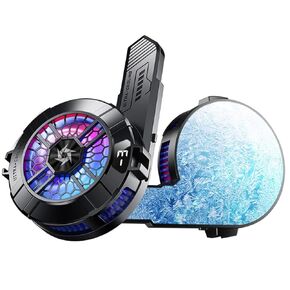 Magnetic Cell Phone Cooler, Universal Cellphone Radiator with Removable Grip, Temperature Display, Portable RGB Cooling Fan Compatible with iPhone/Android/Tablet/iPad