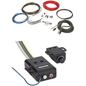 Scosche LOC2SL Car Stereo 2-Channel Audio Adjustable Amplifier with Add-On Adapter and Remote Control Knob and High Current Single Amp Kit Bundle