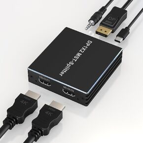 DisplayPort to Dual HDMI Adapter DP to HDMI Splitter for Dual Monitors - 4K@60Hz Displayport to HDMI Splitter Extended Display MST 1 in 2 Out Hub for PC, Graphic Card and More