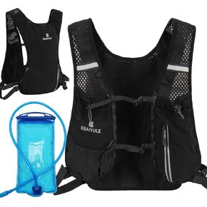 B BBAIYULE Hydration Running Vest , Hydration Bladder or Soft Flask(Optional), Lightweight Water Backpack Men Women, Trail Marathon Hiking Cycling