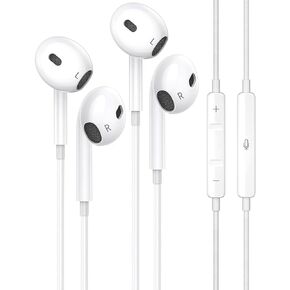 2 Pack Earbuds for iPhone Headphones Wired HiFi Stereo Headsets [MFi Certified] Noise Reduction Earphones for iPhone 14/13/12/11/XR/XS/X/8/7/SE Support iOS System(Built-in Microphone & Volume Control)
