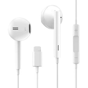 Headphones for iPhone, Wired Earbuds with Built-in Microphone & Volume Control, Earphones Compatible with iPhone 14/13/12/11/XR/XS/X/8/7/SE/Pro/Pro Max (White)