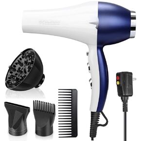 Xpoliman 2000 Watt Hair Dryer, Negative Ionic Blow Dryer with Diffuser Concentrator Comb, 2 Speed 3 Heat Settings, Low Noise Long Life Style-Brown/Purple