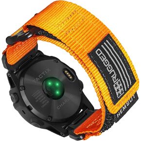 Nylon Sports Watch Band, 22mm Military Strap Compatible with Garmin Fenix 8 47mm /7/7 Pro/6/6 Pro/5/5 Plus/E 47mm, MARQ Athlete/Golfer/Driver/Captain/Adventurer/Commander, Instinct 2/Crossover/Tacical/Esports/Tide, D2 Delta S/Descent G1, Approach S60/62/S