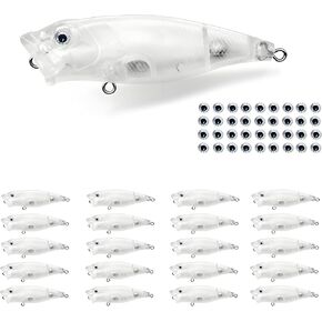 Fishing Blanks Lures Kit Unpainted Fishing Topwater Lures Crankbait Blanks with 3D Eyes Minnow Crankbaits for Bass Salmon Trout