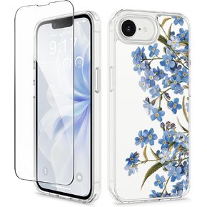 GVIEWIN for iPhone 16e Case with Screen Protector,[Non-Yellowing][Military-Grade Protection] Hard PC&TPU Bumper,Floral Shockproof Protective Clear Phone Case for iPhone 16E 2025(Floratopia/Colorful)