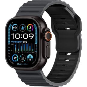 Getino for Apple Wacth Ocean Bands Compatible with Apple Watch Ultra 2/ Ultra Band 49mm Men, Soft Strap for Apple Watch Bands 46mm 45mm 44mm 42mm, Sport Band for iWatch Series 10 9 8 7 6 5 4 3 2 1 SE
