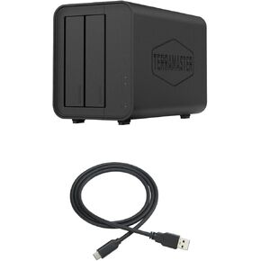 TERRAMASTER D2-320 USB RAID Enclosure + Official USB 3.2 Type-A to Type-C Cable, Stable High-Speed Data Transfer