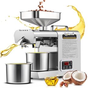 CGOLDENWALL Oil Press Machine,Automatic Oil Making,1000W Oil Extractor for Cold & Hot Pressing,Oil Maker with Intelligent Temperature Controller(32-572°F),Seeds Nuts Oil Expeller,CE(110V, US Plug)