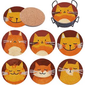 8 PCS Diamond Art Coasters Kit, Diamond Painting Coasters with Holder, Fall Diamond Art Kits for Adults Beginners, Arts and Crafts Supplies Party Item Sets Succulence in Saudi Arabia