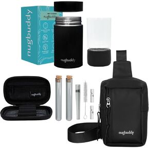 Mini Bundle - Mini Jar + Crossbody + Case With Premium Glass Included - Case & Jar Fit Inside Bag - Weather Resistant - On The Go Storage Container