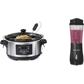 Hamilton Beach Portable Slow Cooker + Blender for Shakes and Smoothies Bundle