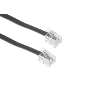 RJ11 كابل الهاتف المعياري المستقيم ، الفضة ، 25 قدم ، 6p/4c ، 4 × 28awg الأسلاك ، سترة PVC
