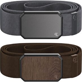 Groove Life Gun Metal/Stone and Walnut/Brown Groove Belt Loadout Men's Stretch Nylon Belt with Magnetic Aluminum Buckle, Lifetime Coverage - X-Large