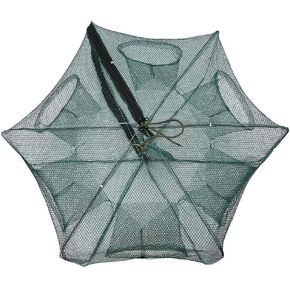 Fish Trap 6 Holes Automatic Fishing Net Shrimp Cage Nylon Foldable Crab Fish Trap Cast 21.3x8.6