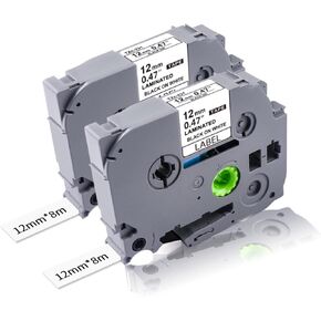 Tze2312pk Replacement for Brother P Touch Label Tape 12mm 0.47 Laminated Tape TZe Label Maker Refills for Brother PTD220 PTH110 PTD400 PTD600 PT1900/1910