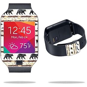 Mayyskins Skin متوافق مع Samsung Galaxy Gear 2 Neo Watch - Lodge Stripes | غلاف الالتفاف الواقي ، الدائم ، والفريد من نوعه | من السهل تطبيق الأنماط وإزالتها وتغييرها | صنع في الولايات المتحدة