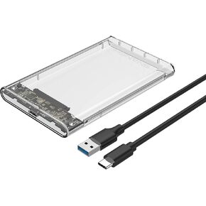 2.5" Hard Drive Enclosure - Clear, Tool Free - USB 3.0 to SATA III Adapter for 2.5 Inch SSD & HDD External Hard Drive Enclosure Compatible with WD Seagate Toshiba Samsung Hitachi