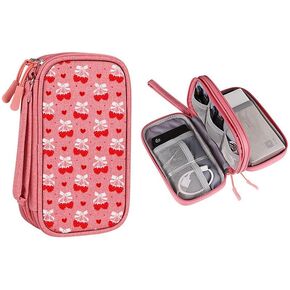 for Electronic Organizer, Travel Cable Organizer Bag Pouch Electronic Accessories Carry Case Portable Waterproof Double Layers Storage Bag for Cable, Cord, Charger, SD Card,Earphone - Flower