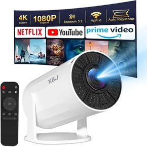 جهاز عرض صغير مع WiFi و Bluetooth ، جهاز عرض أفلام خارجي محمول 1080 بكسل ، مؤيد 4K 180 ° Auto Auto Keystone ، 200 ANSI White ، متوافق مع Android ، iOS ، الكمبيوتر المحمول ، TV Stick ، ​​HDMI ، USB