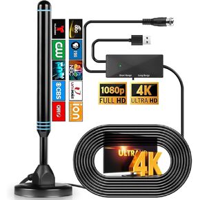 TV Antenna for Smart Television,Indoor&Outdoor,4K 1080p with Signal Booster, Local Channels Long Range HD Digital Antenna for Smart tv Indoor (Blue)