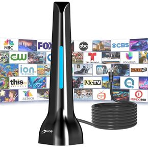 2025 Upgraded TV Antenna for Smart TV - Indoor Long Range HDTV Antenna with 360° Reception, Magnetic Base for Easy Installation, Supports 4K, 1080p, UHF, VHF - Free Local Channels for Smart TVs